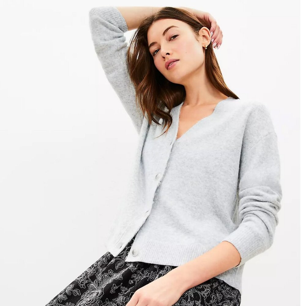 Loft Fuzzy V-Neck Cardigan